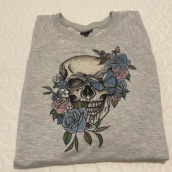 Embellished Skull French Terry Sweatshirt - Picture 2 of 9